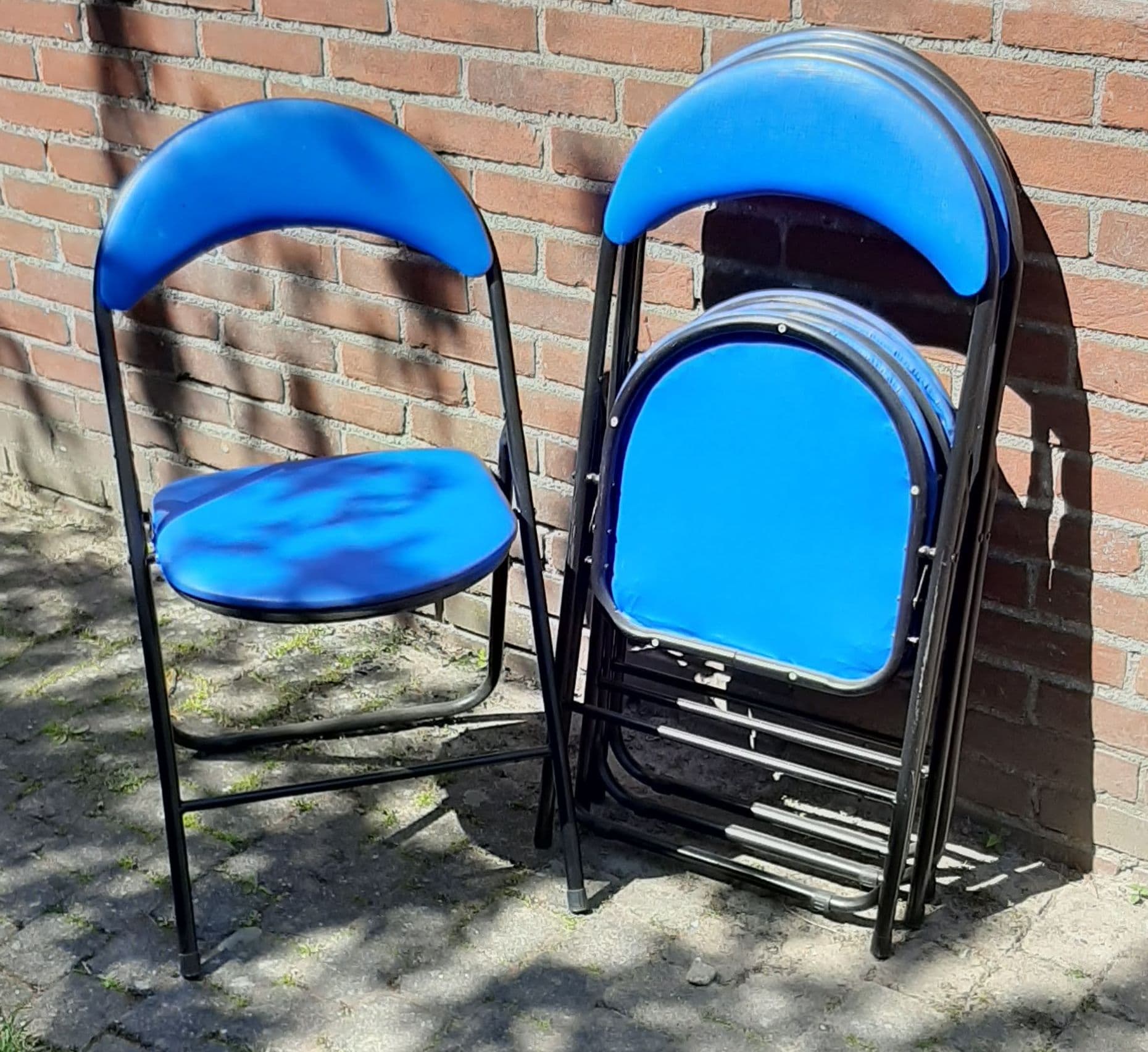 Blauwe klapstoelen, 4 stuks