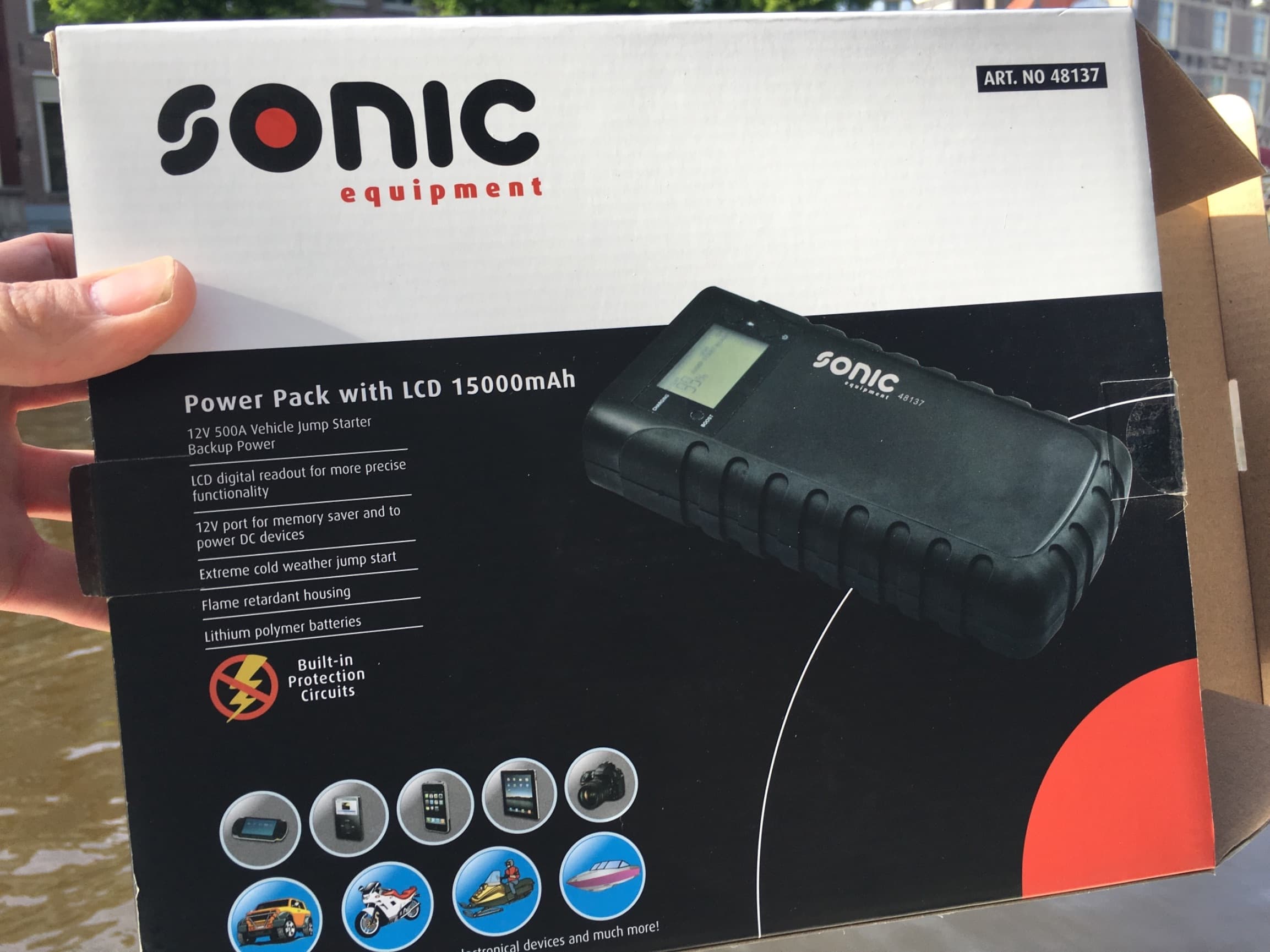 Accu starter, jumpstarter 12 volt, lege accu