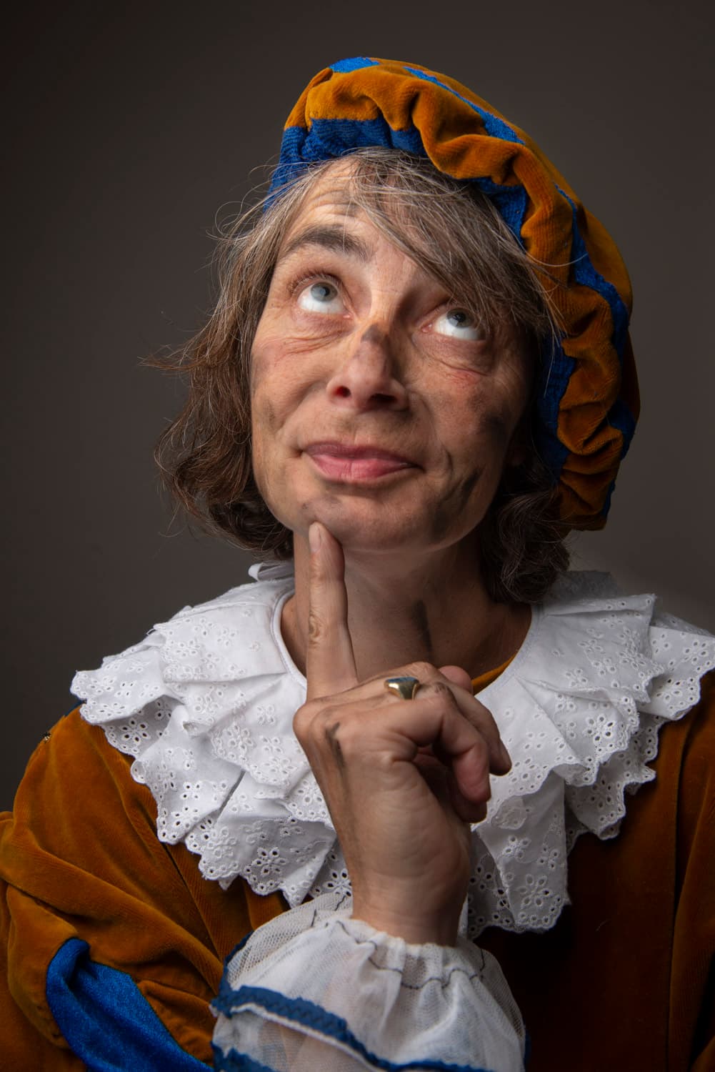 Pieten pak voor volwassenen met  kraag, zachte stof