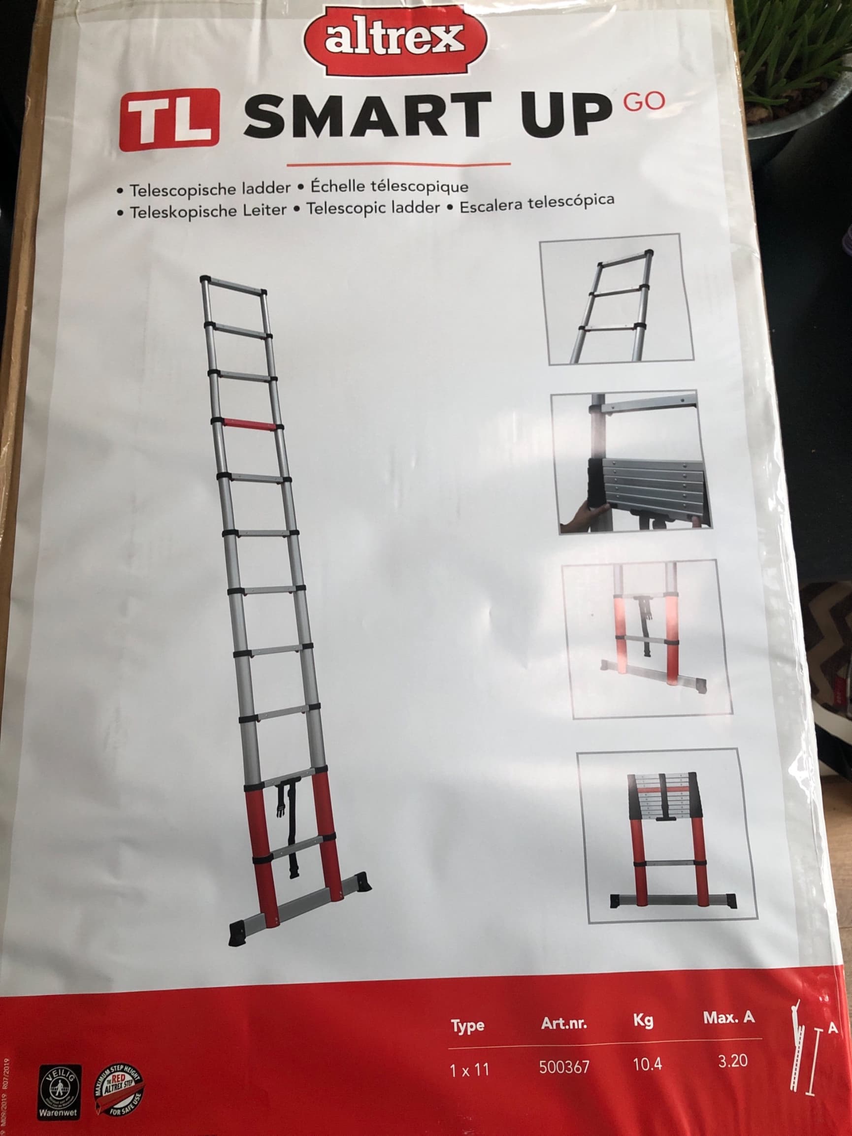 Telescopische ladder, inklapbaar, 3,2M