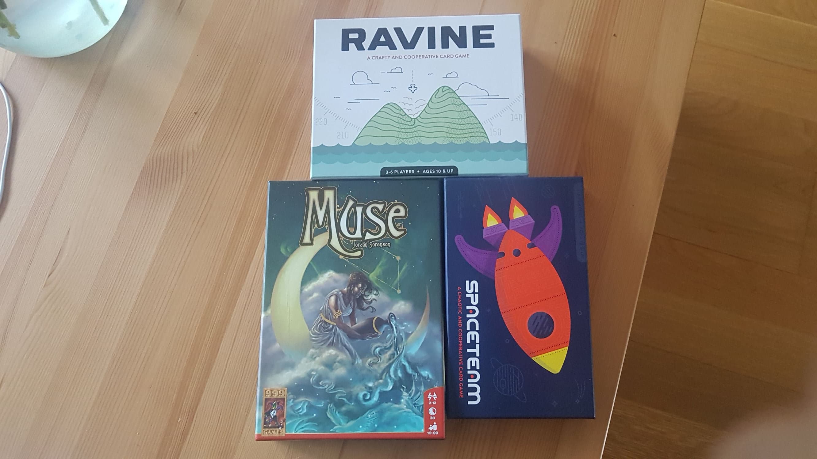3 pack bordspellen (Muse,Ravine,Space Team)