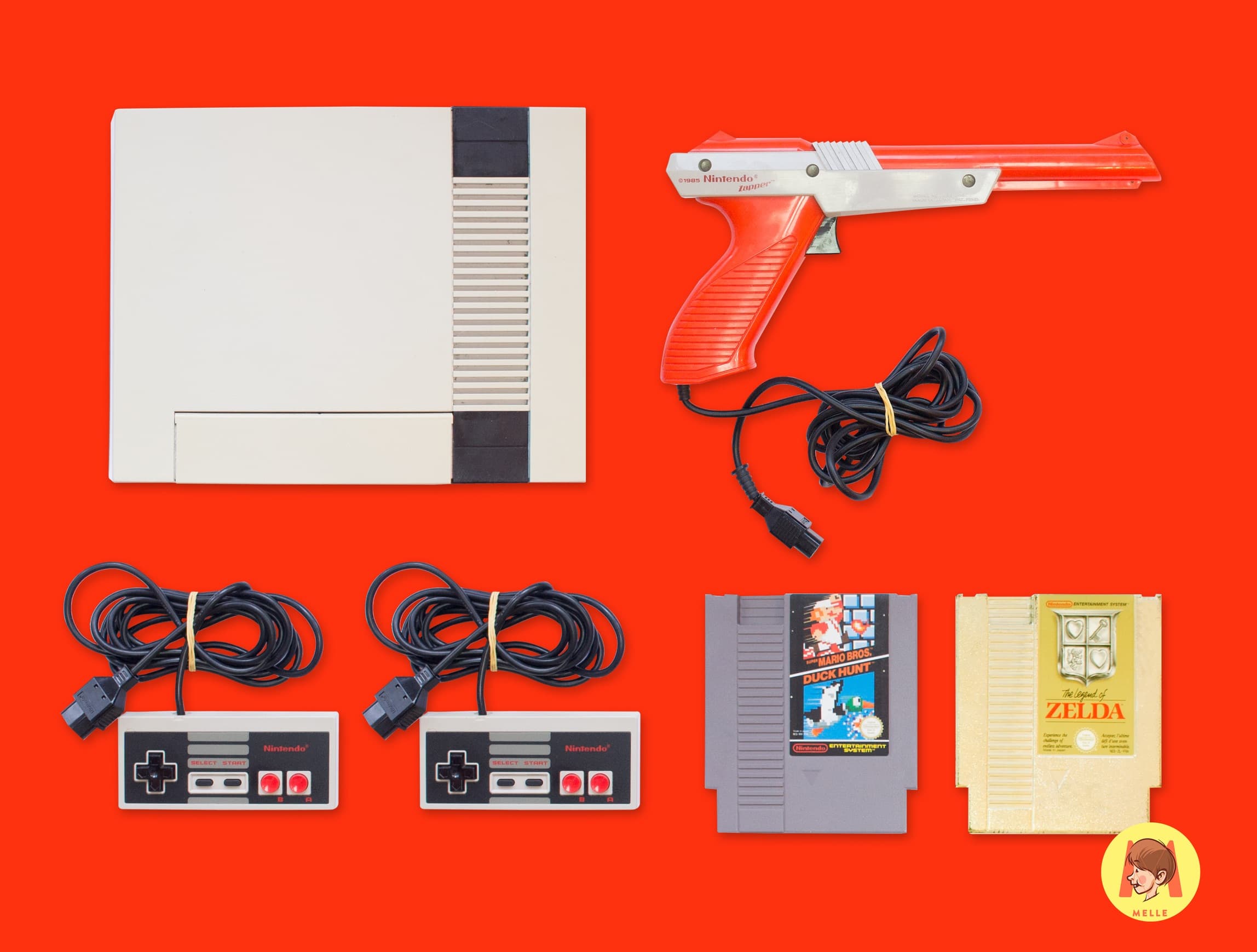 Nintendo (NES) + 2 Controllers + 2 Games naar keuze