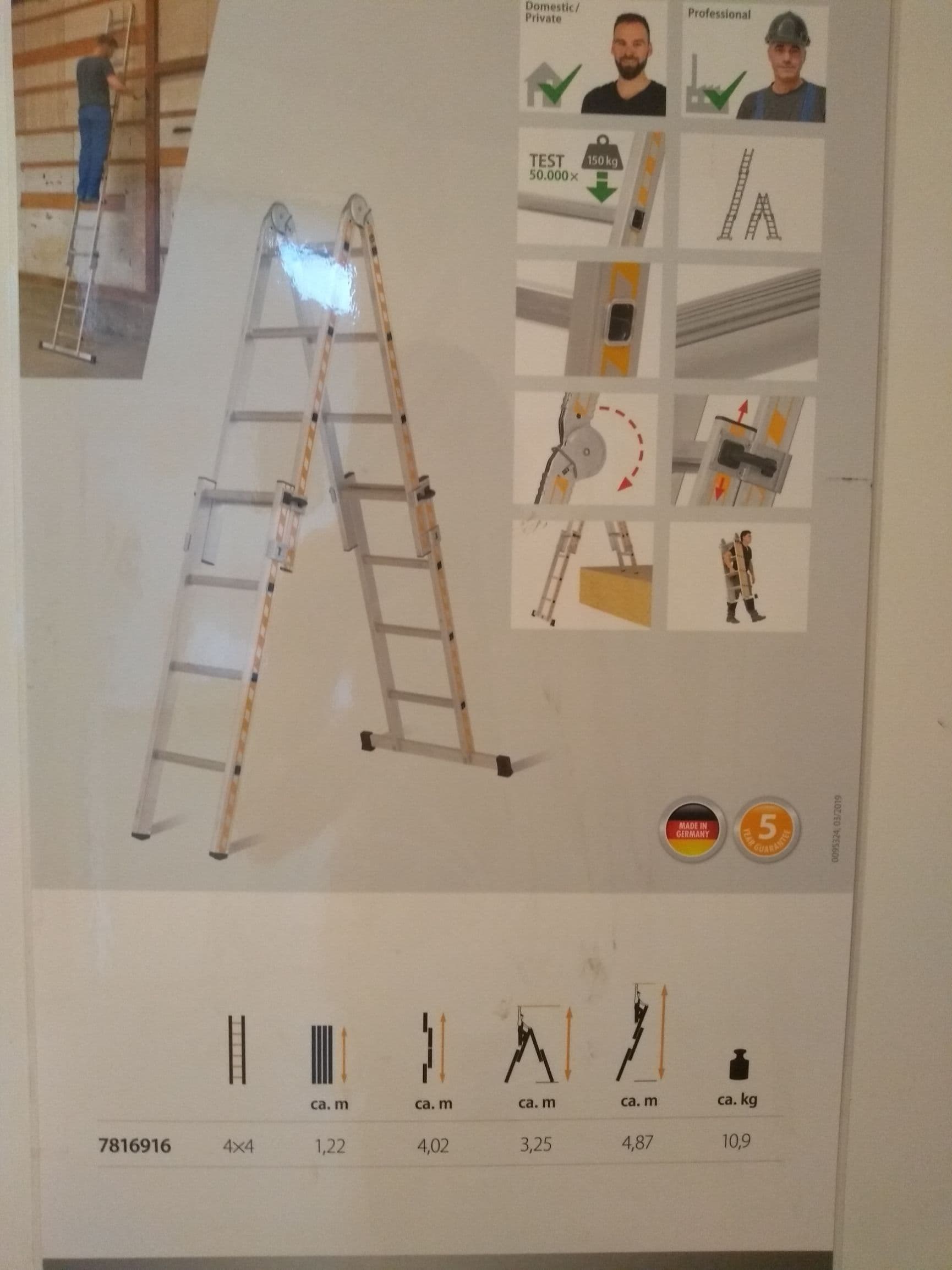 4m opvouwbare Ladder/trap, aluminium