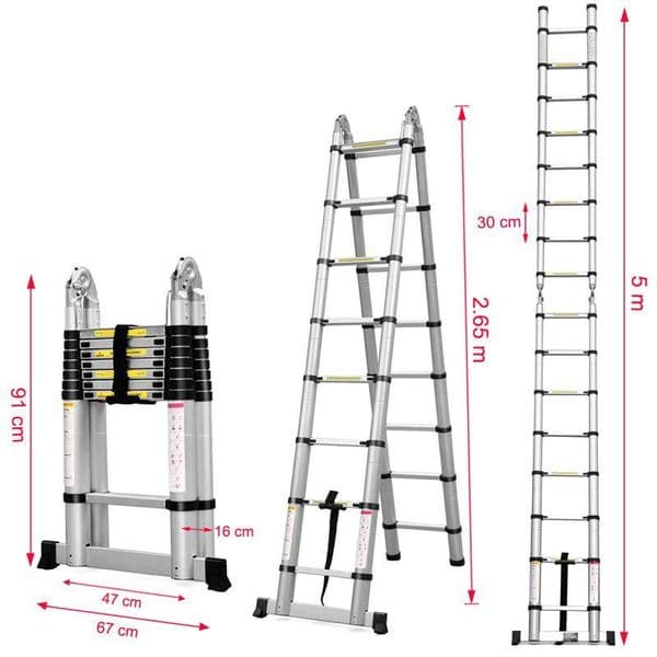 Telescopische klapladder 2,5 / 5 meter