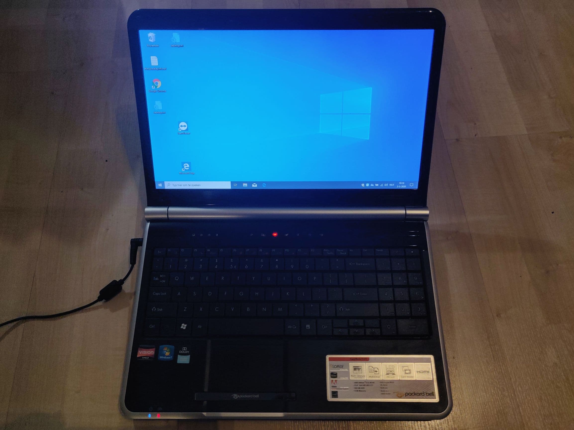 Packard Bell laptop Dual-Core met 15 inch HD scherm, 4 GB RAM, 128 GB SSD en Windows 10 Pro