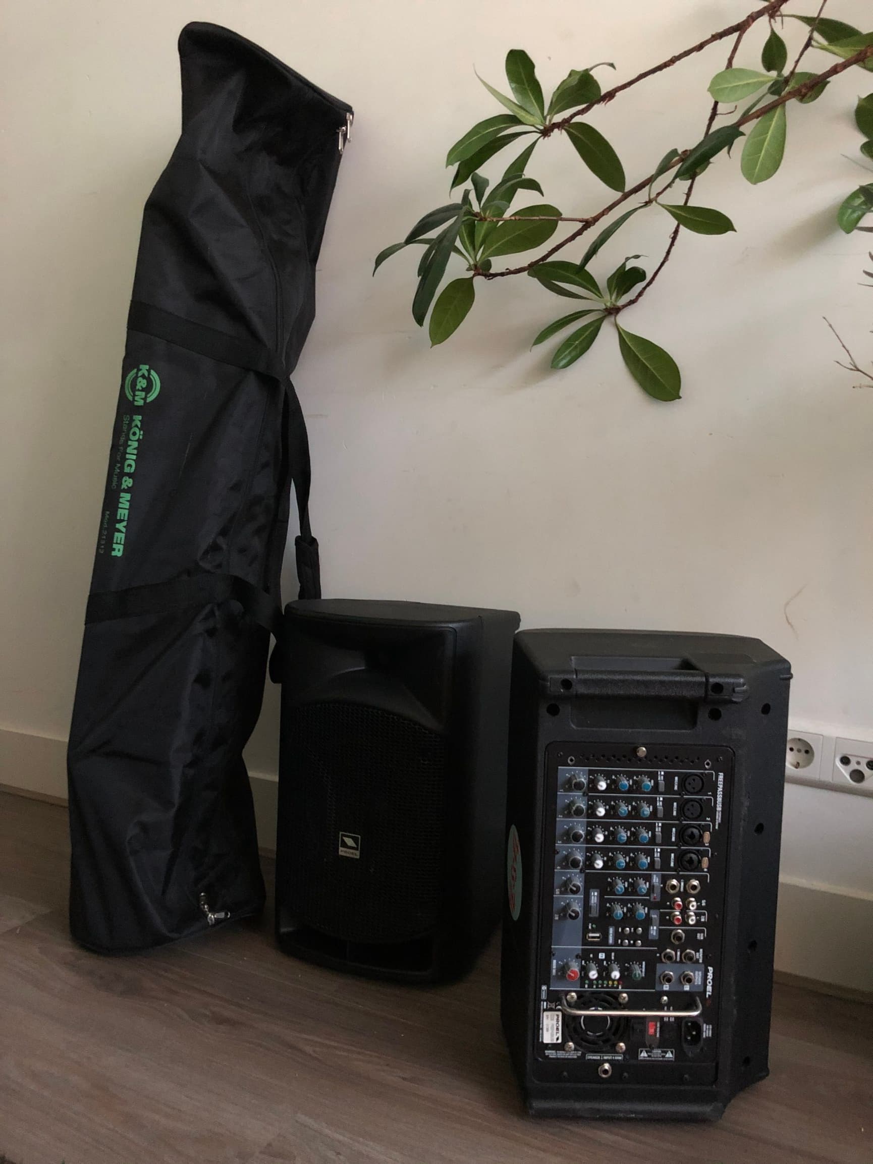 Compacte PA-set met mics en draagzak