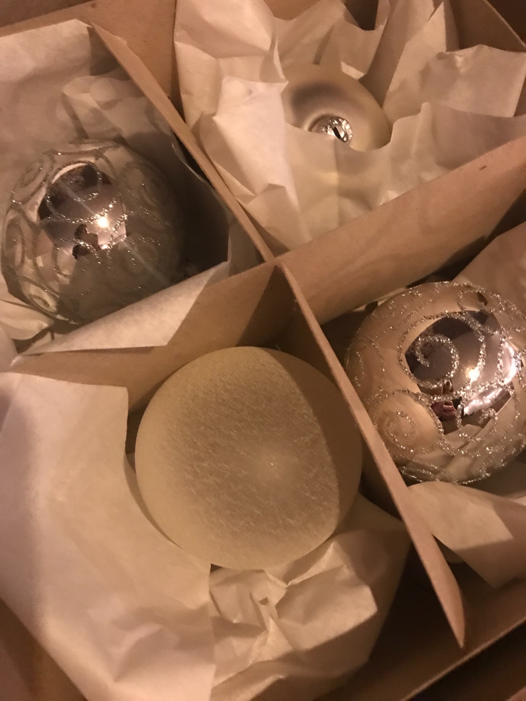 Kerstballen (glas, zilver/wit)