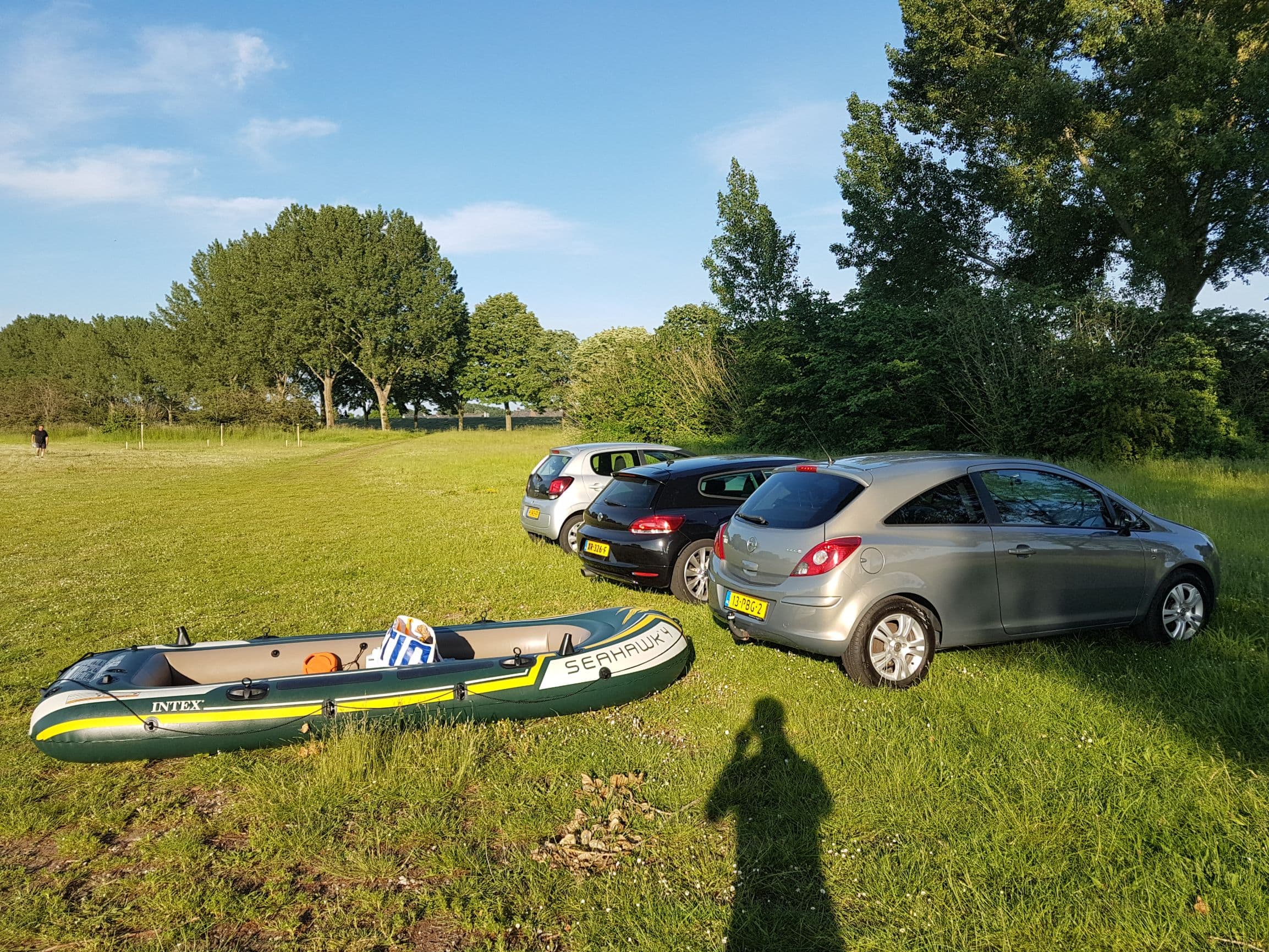 Opblaasboot Intex seahawk 4 met 50lbs elektromotor (fluistermotor)