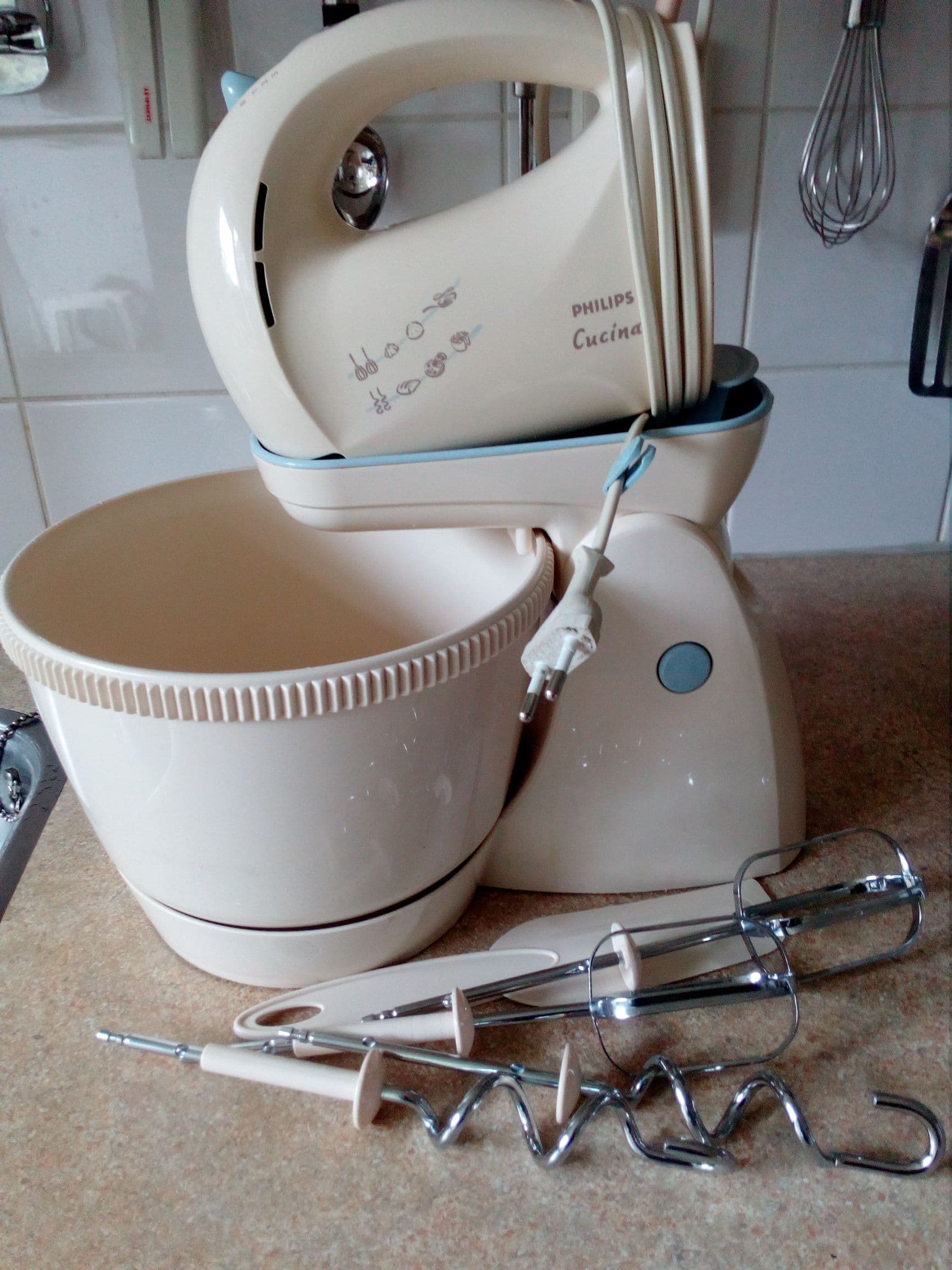 mixer, Philips Cucina, met kom, standaard, garden, deeghaken en spatel