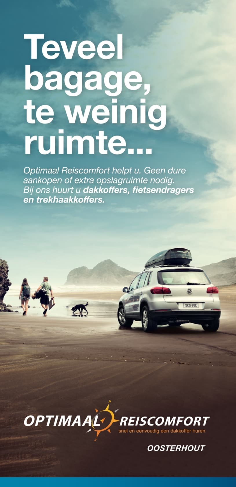 verhuur dakkoffer, dakdrager, fietsendrager en trekhaakkoffer