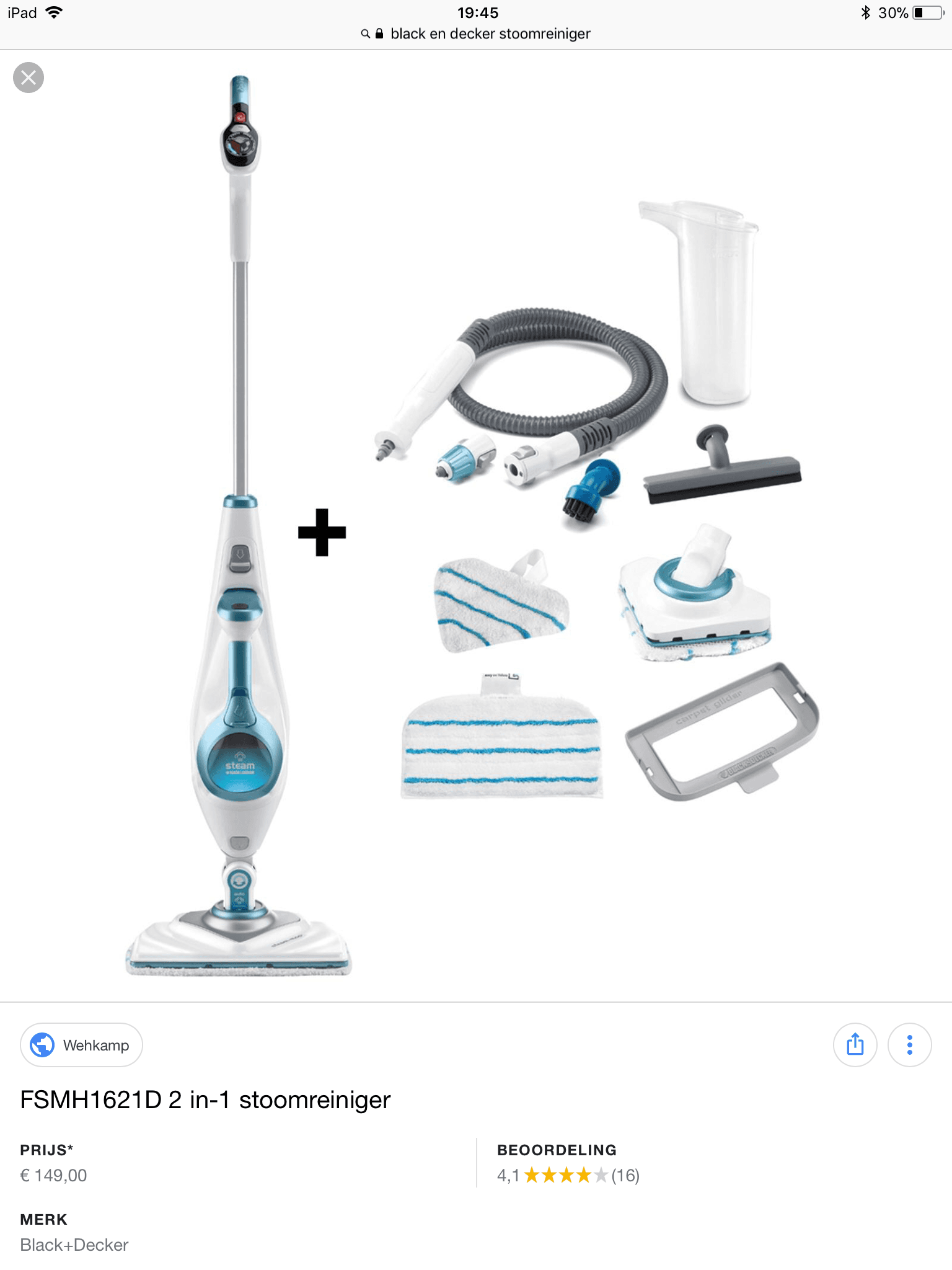 Stoomreiniger Black & Decker met 17 verschillende opzetstukken 