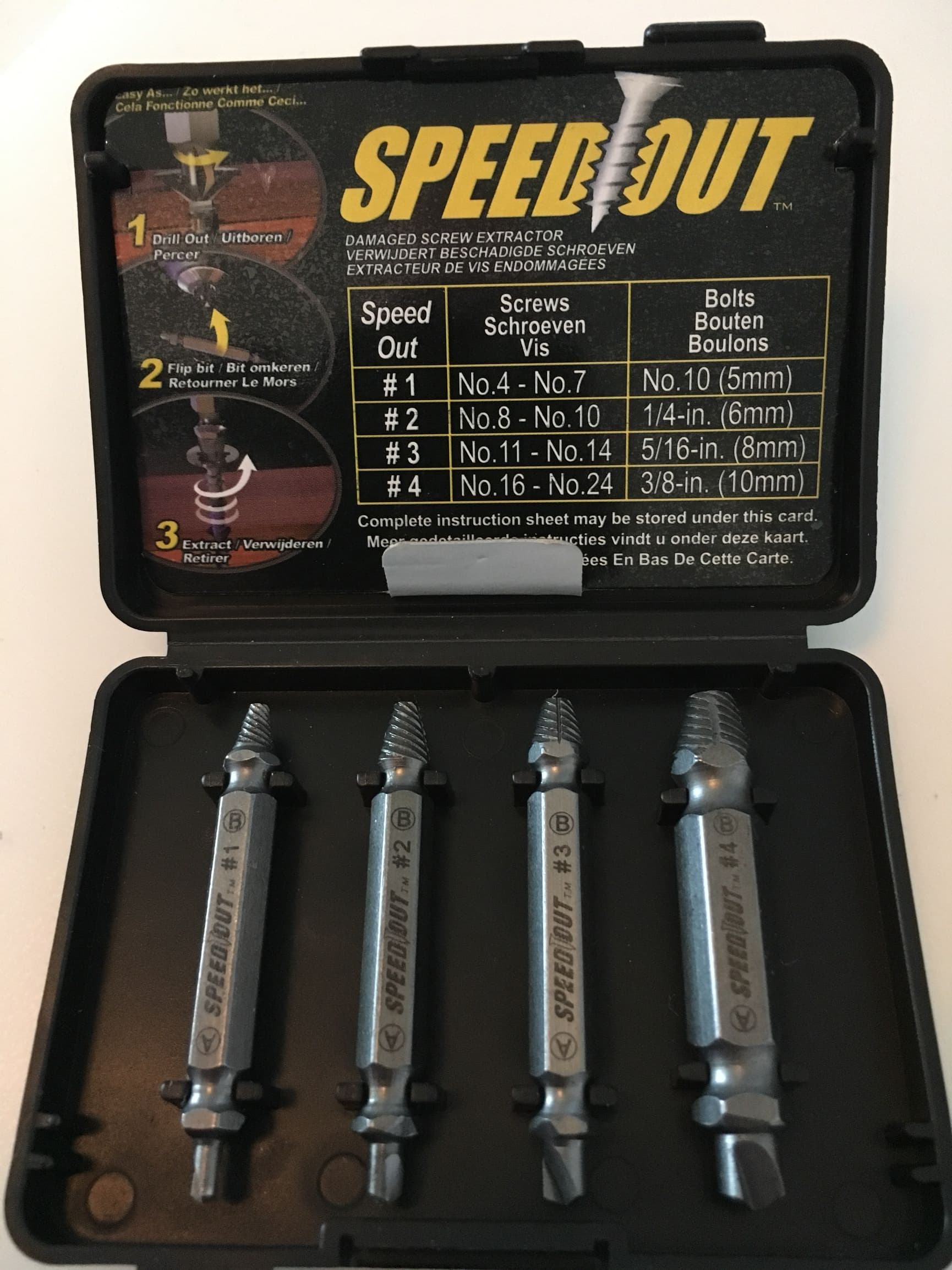 Speed-out schroef/bout verwijderaar