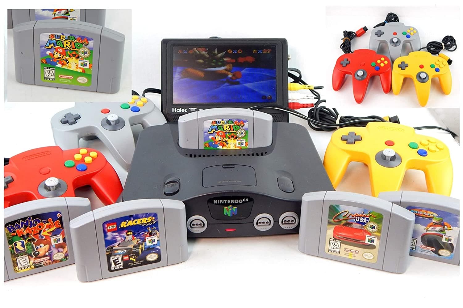 N64 nintendo 64 + 3 controllers + games
