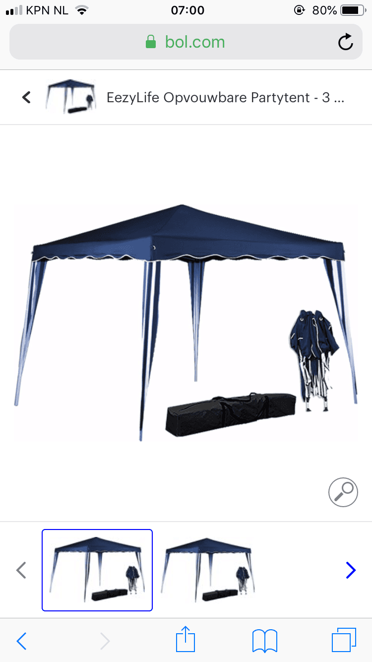 partytent zonder zijwanden 3x3m