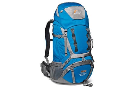 backpack (75L) met regenhoes en flightbag